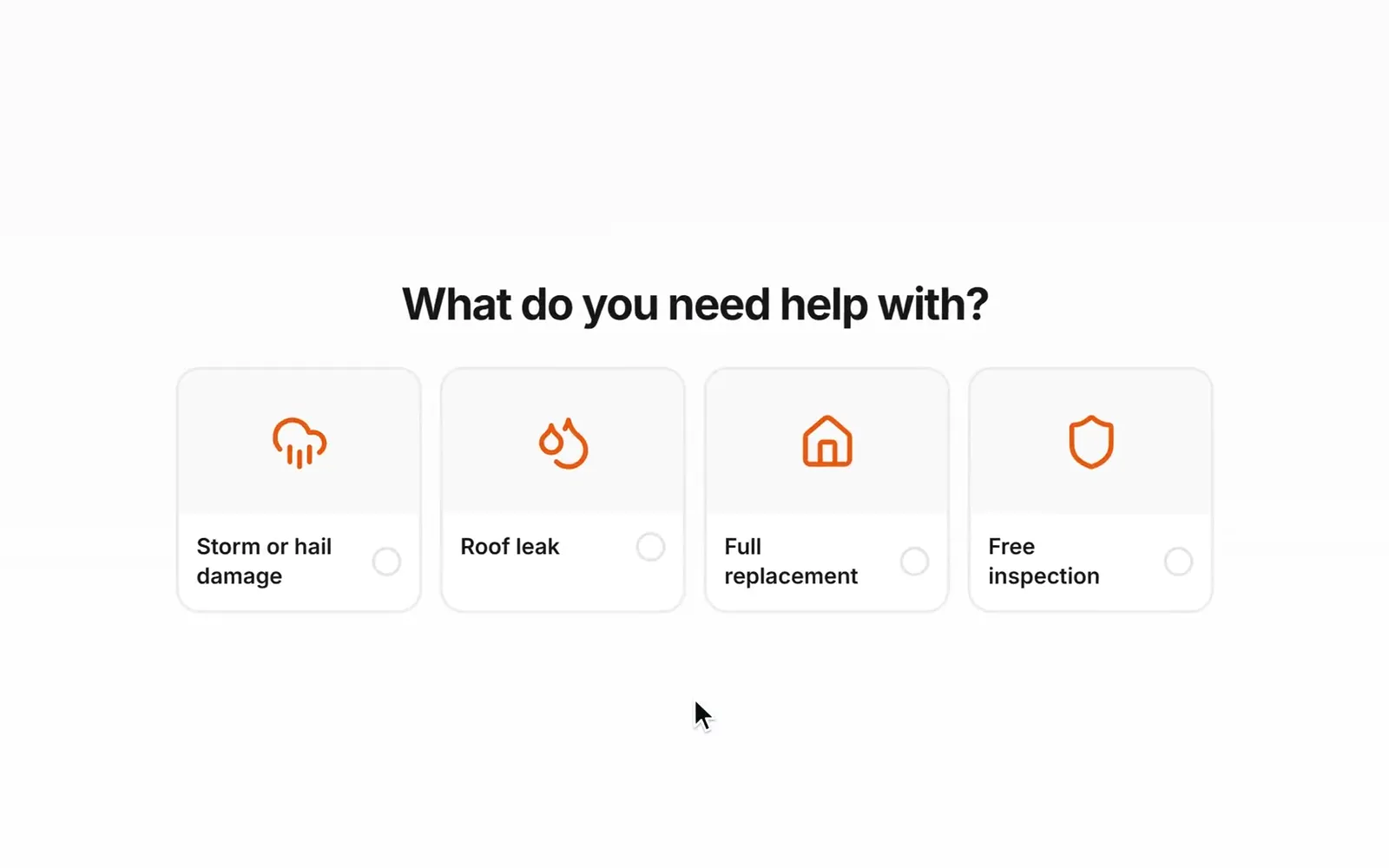 A homeowner taps through Summit Roofing's storm-damage Smart Form, gets a service-area check on her address, books an inspection for Thursday at 10:00 AM, and appears in the CRM's leads as Booked.